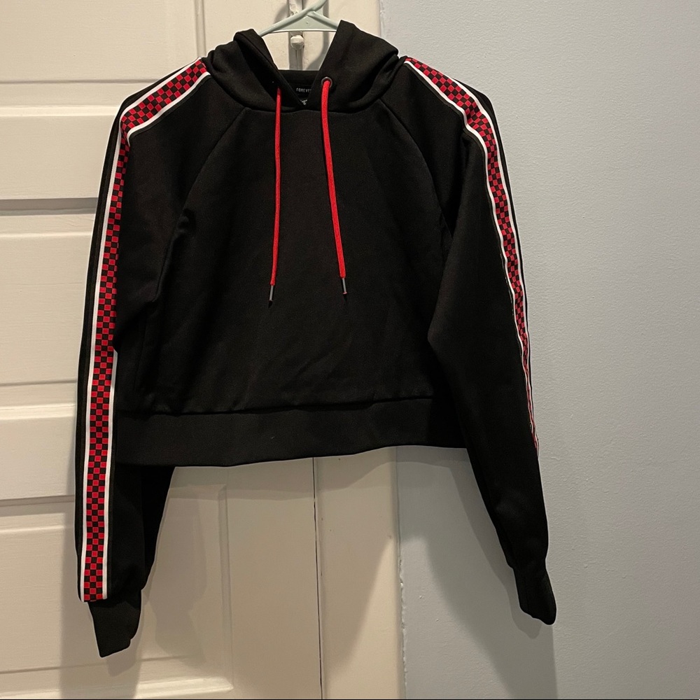 Cropped Black Racer Sweatshirt Hoodie